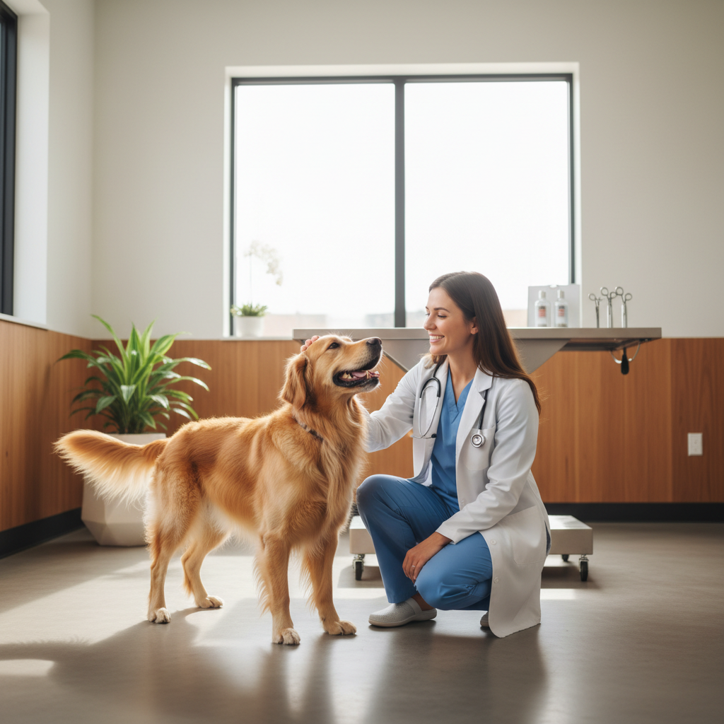 Veterinářka vyšetřuje psa